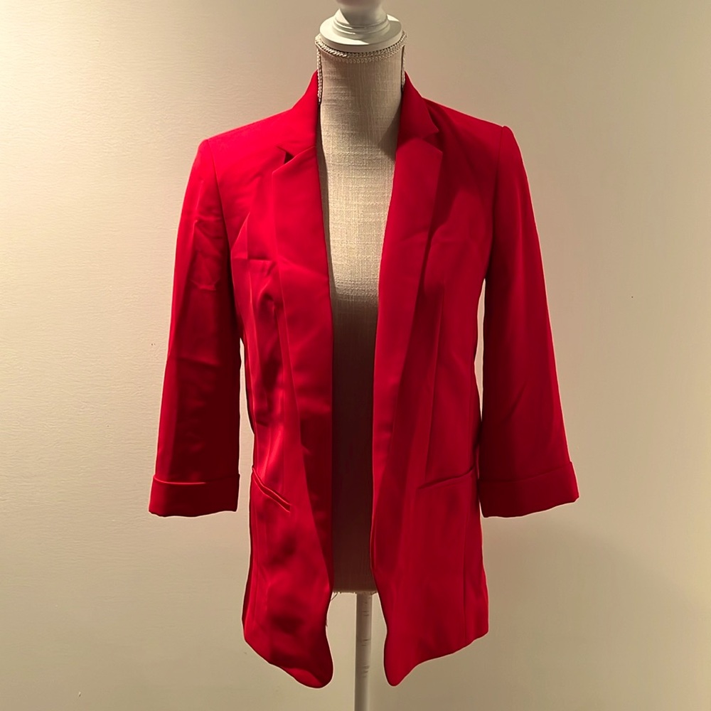 Express Open Work Blazer, Cherry Red - image 1
